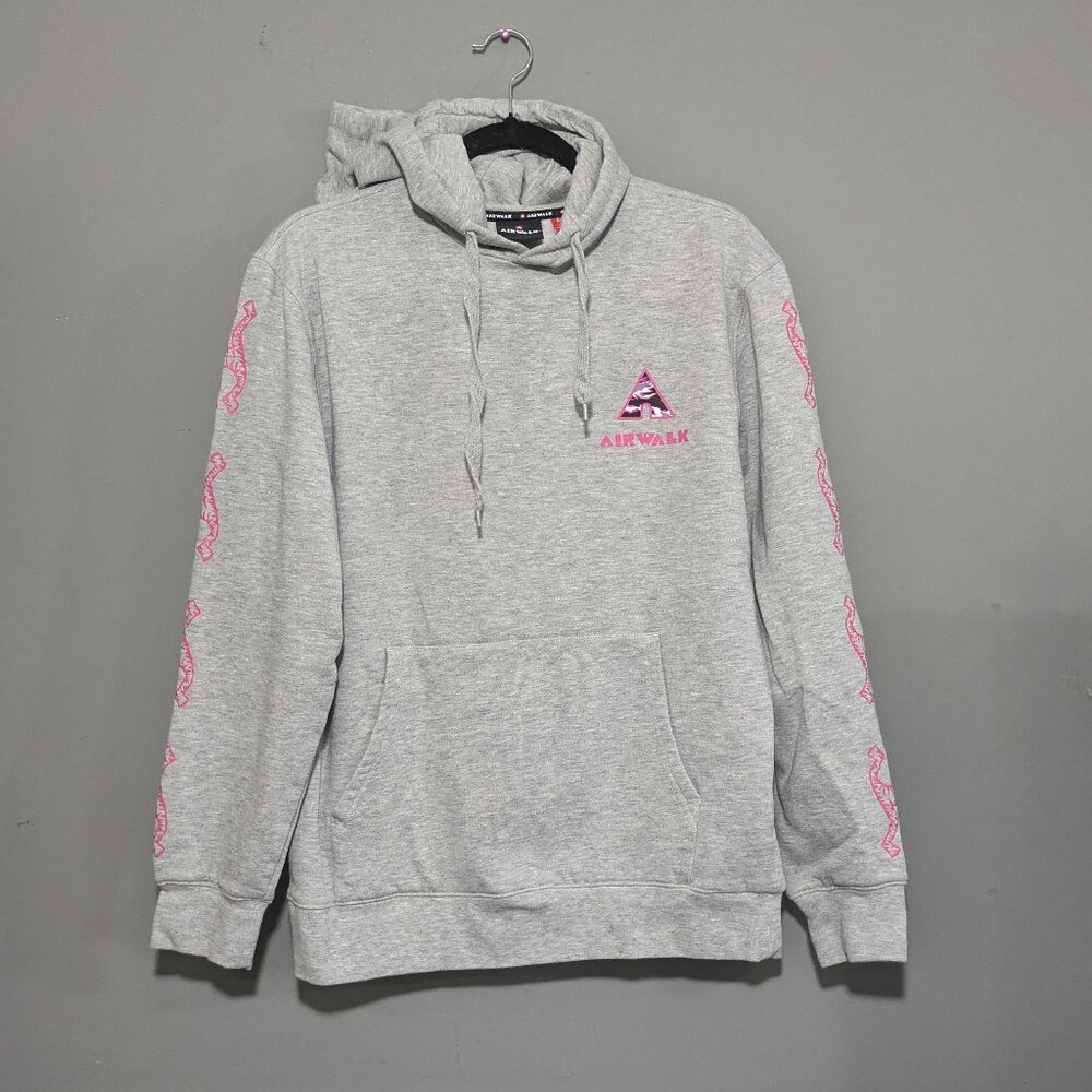Airwalk Graphic Print Pull Over Hoodie Gray Pink - Picture 2 of 5